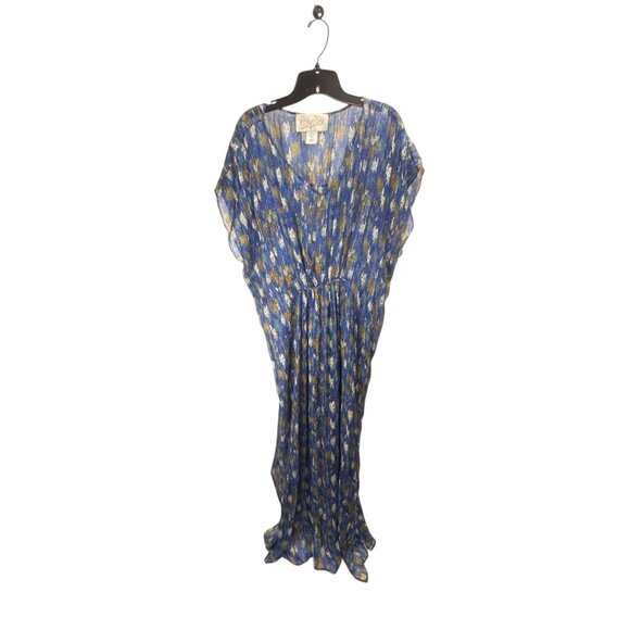 Rory Beca Printed Silk Maxi Dress Size S Blue Multicolor Elastic Waist Oversized - Picture 5 of 6